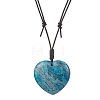 Dyed Natural Blue Crazy Agate Geometric Pendant Adjustable Black Waxed Cotton Cord Necklaces for Women NJEW-JN05475-3