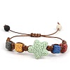 Dyed Natural Lava Rock Beads Braided Bead Bracelets for Women YA1396-1-1