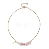 Natural Rhodochrosite & Pink Opal & Rose Quartz Chip and Round Beaded Pendant 304 Stainless Steel Cable Chain Necklaces for Women NJEW-JN05741-02-4