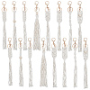 Cotton Knitting Tassel with Wood Beads Keychains KEYC-WH0018-78-1