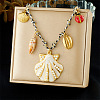 Ocean Theme 304 Stainless Steel Enamel & Natural Shell Multiple Pendant Necklaces for Women WG3CDBD-02-1