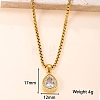 304 Stainless Steel Rhinestone Teardrop Pendant Necklaces for Women WG28393-02-2