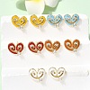 Heart Brass Micro Pave Cubic Zirconia Stud Earring EJEW-H180-15G-1