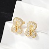 Brass Micro Pave Cubic Zirconia Stud Earrings EJEW-Z091-04G-R-4