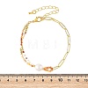 Faceted Natural Mixed Gemstone Beaded & Brass Paperclip Chain Bracelets with Natural Pearl for Women BJEW-JB14324-5