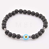 Natural Lava Rock Round Beads Stretch Bracelets for Men DE0249-5