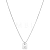 1Pc Stainless Steel Letter Rectangle Pendant Necklaces NJEW-LP0001-34X-P-1