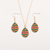 Easter Egg Alloy Enamel Pendant Necklace & Dangle Earrings Sets FS-WG38758-11-1