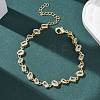 Brass Micro Pave Clear Cubic Zirconia Link Chain Bracelets for Women BJEW-K274-13G-3