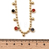 304 Stainless Steel Pave Cubic Zirconia Colorful Round Tassel Ball Chain Bib Necklaces for Women NJEW-D350-01G-3