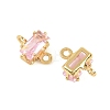 Brass Pave Cubic Zirconia Rectangle Connector Charms KK-P347-06G-02-3