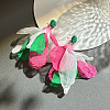 Alloy Polyester Flower Tassel Stud Earrings FS-WG690F4-07-1