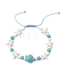 Dyed Synthetic Turquoise & Magnesite Bead Braided Bead Bracelets for Women BJEW-JB11532-02-2