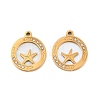 Ocean Theme 304 Stainless Steel & Natural Shell & Rhinestone Pendants SH-CBA72D5-01E-G-1