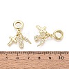 Brass Micro Pave Clear Cubic Zirconia European Dangle Charms KK-N287-33C-G-3
