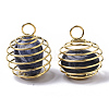 Iron Wrap-around Spiral Bead Cage Pendants IFIN-R239-06G-2