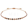 2mm Faceted Natural Rhodonite Beaded Braided Adjustable Bracelets for Women PF2854-3-2