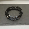 Natural Lava Rock & Frosted Stone Round Beads Stretch Bracelet Set Women DF9720-9-1