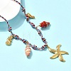 Summer Beach 304 Stainless Steel & Electroplated Natural Shell Pendant Adjustable Polyester Cord Necklaces for Women NJEW-F348-01C-G-2