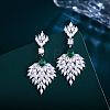 Leaf Brass Micro Pave Cubic Zirconia Dangle Stud Earrings FS-WGB1348-02-1