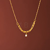 304 Stainless Steel Pave Clear Cubic Zirconia Oval Pendant Mixed Chain Necklaces for Women WG248BB-01-1