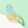 Brass Enamel Adjustable Cuff Rings for Women RJEW-G357-01D-3