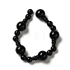 Natural Black Agate 3-Hole Guru Bead Strands G-K149-53-2