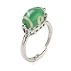 Oval Dyed & Heated Tibetan Style dZi  Natural Agate Adjustable Rings RJEW-C087-04P-01-2