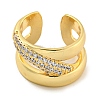 Rack Plating Brass Micro Pave Cubic Zirconia Open Cuff Ring RJEW-C082-01G-2