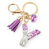 Alloy Resin Heart Keychains KEYC-TADJ0002-01G-Y-2