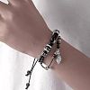 Imitation Leather & Alloy & Wood Double Layers Bracelets WGA6452-02-2