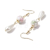 Round with Flower Pattern Porcelain Ceramic Dangle Earrings EJEW-JE06347-5