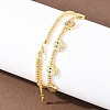 Brass Micro Pave Colorful Cubic Zirconia Smiling Face Round Beaded Bib Necklaces for Women NJEW-F364-07B-G-2