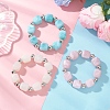 3Pcs Two Tone Acrylic & CCB Plastic Cuboid Beaded Stretch Bracelets for Women BJEW-JB13302-02-1