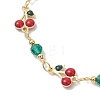 Brass Enamel Cherry Link Bracelets & Necklaces Sets SJEW-JS01367-4