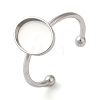 Non-Tarnish 304 Stainless Steel Open Cuff Ring Components X-STAS-I306-06A-P-1