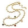 304 Stainless Steel Rope Chain Colorful Cubic Zirconia Tassel Necklaces for Women NJEW-V015-01G-D-1