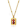 304 Stainless Steel Rectangle with Facetd Round Cubic Zirconia Ball Pendant Necklaces WGA581F-02-2