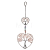 7 Chakra Heart Tree of Life Brass & Natural & Synthetic Gemstone Beads Hanging Ornament G-H359-01R-02-2