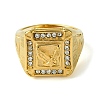 Square with Bird 304 Stainless Steel Rhinestone Signet Rings RJEW-Q815-04G-M-2
