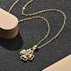 304 Stainless Steel Crystal Rhinestone Clover Pendant Necklaces for Women NJEW-Z056-03G-1