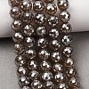 Electroplated Natural Agate Beads Strands G-B191-A07-8mm-17-1