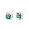 Square Brass Micro Pave Cubic Zirconia Stud Earrings EJEW-Z164-22P-02-5