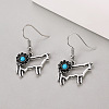 Alloy & Synthetic Turquoise Flower Dangle Earrings WGE566C-01-1