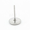 304 Stainless Steel Flat Round Stud Earring Settings STAS-I017-04-3