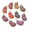 Baking Paint & Golden Metal Enlaced Glass Pendants GL-CBA010C-02G-1