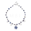 Natural Blue Spot Jasper & Alloy Star Charms Bib Necklace with Chips Beaded Chains NJEW-JN04512-01-3