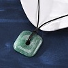 Natural Green Aventurine Square Pendants Black PU Leather Cord Necklaces X-NJEW-K285-01B-3