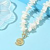 Summer Beach Brass Shell Shaped Pendant Natural Trochid Shell Chip Beaded Necklaces for Women NJEW-JN06107-1