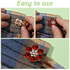 12Pcs 6 Colors Brass Rhinestone Cufflinks BUTT-GL0001-06-4